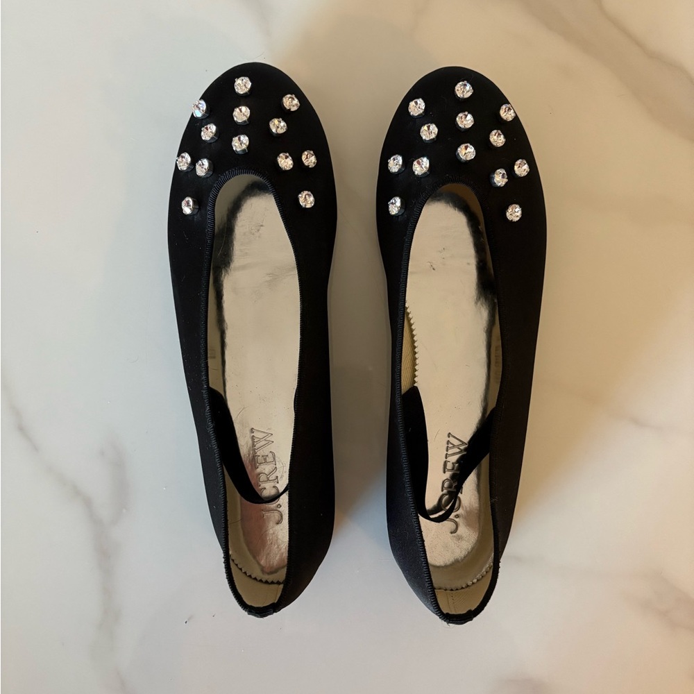 J. Crew Black Crystal Embellished Flats (9.5)